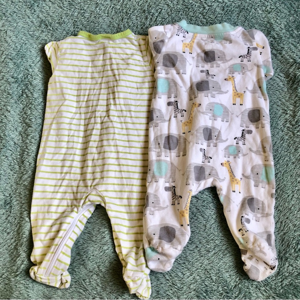 Koala Kids Green Striped and Animal Print Footies - Picture 6 of 6